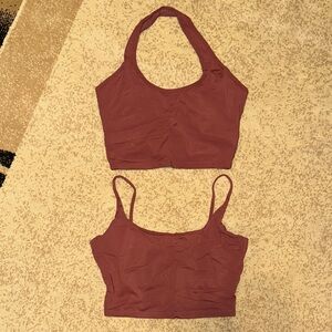 Women's Rust Brown Halter and Spaghetti Strap Workout Tops